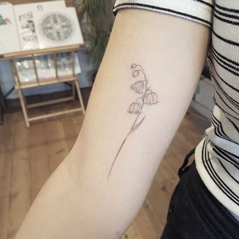 Lily of the valley for Jenny, thank you! Bluebell Tattoo, Lily Tattoo Meaning, Lily Of The Valley Tattoo, Water Lily Tattoos, Valley Tattoo, Lily Flower Tattoos, Anatomical Heart Tattoo, Nursing Schools, Foot Tattoos For Women