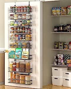 Moforoco 9-Tier Over The Door Pantry Organizer, Pantry Organization and Storage, Black Hanging Basket Wall Spice Rack Seasoning Shelves, Home & Kitchen Laundry Room Bathroom Essentials accessories Door Pantry Organizer, Organizer Pantry, Tiny Pantry, Pantry Door Organizer, Wall Spice Rack, Hanging Spice Rack, Hanging Basket Wall, Pantry Organizer, Over The Door Organizer