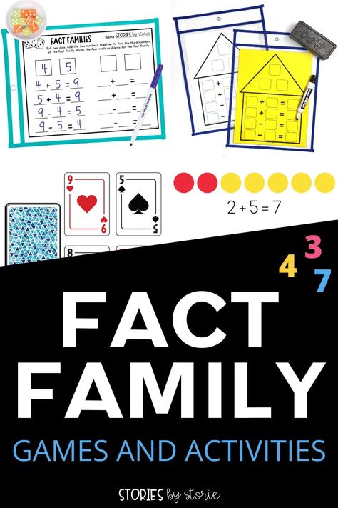 If you're a primary teacher, you have probably taught your students about fact families. These not only help with fact fluency, but they give students the strategies they will need to help make adding and subtracting larger numbers easier. If you're looking to make this time a little more fun and meaningful for your students, check out these fact family games and activities. Fact Family Games First Grade, Number Family Activities Math Facts, Fact Families First Grade, How To Teach Fact Families, Math Fact Family Anchor Chart, Fact Family Games, Kinesthetic Learning, Family Help, Teaching Techniques