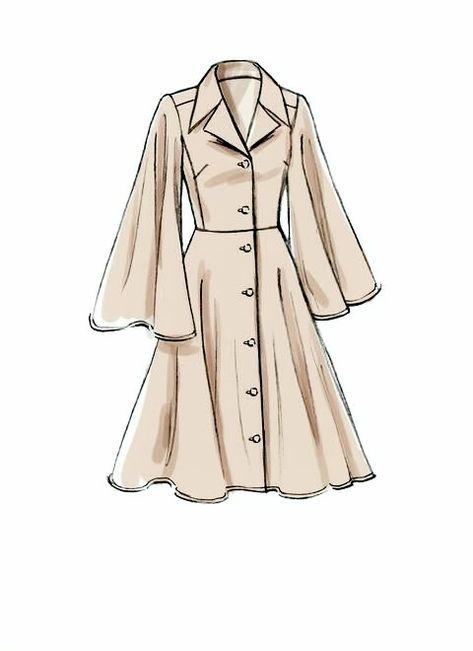 Coat Drawing, Vogue Dress Patterns, Fashion Drawing Dresses, Vogue Sewing Patterns, Vogue Pattern, Miss Dress, Vogue Patterns, Fashion Design Sketches, Drawing Clothes