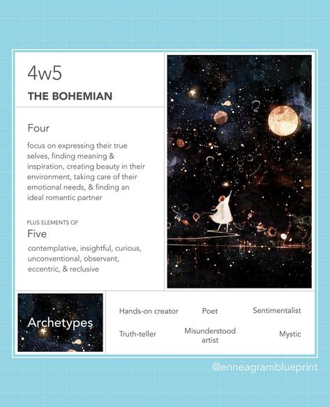 What does it mean to be an Enneagram type 4? Here’s a fun take on what it means to be a 4w5 (Bohemian). #enneagram #personality #enneagram4 Enneagram Type 2 And 5 Relationship, 4w5 Enneagram Aesthetic, Infj Enneagram Type, Enneagram Type 4 Aesthetic, 4w5 Aesthetic, Intj Enneagram, Enneagram Aesthetic, 4w5 Enneagram, Enneagram 7w8