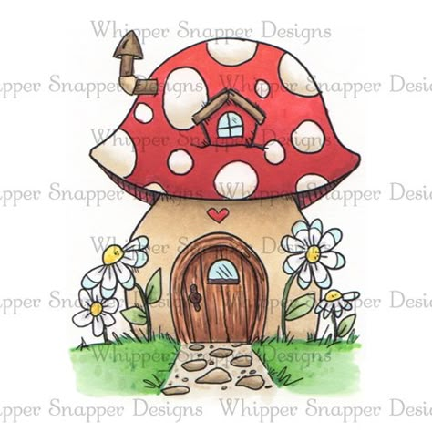 Gnomes Pretty Flower Drawing, Whipper Snapper Designs, Easy Drawing Steps, Mushroom Drawing, Christmas Paintings On Canvas, Posca Art, Mushroom House, Gnomes Crafts, Rock Painting Designs