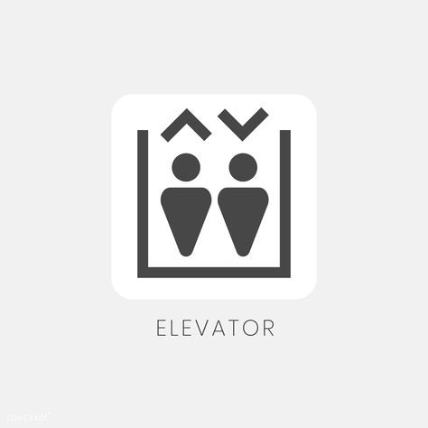 Gray elevator icon sign vector | free image by rawpixel.com / wan People Symbol, Graphic Design Portfolio Book, Pictogram Design, Airport Signs, Graphic Design Portfolio Inspiration, Space Icons, Architecture Drawing Sketchbooks, Sign System, Lift Design