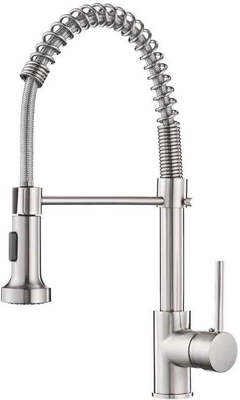 Farmhouse Camper, Brushed Nickel Kitchen Faucet, Chrome Kitchen Faucet, Spring Kitchen, Chrome Faucet, First Kitchen, Kitchen Faucets, Ceiling Fan In Kitchen, Kitchen Sink Faucets