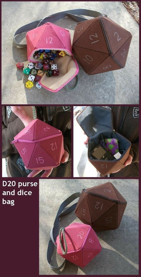 Knitting Amigurumi, Dice Bags, Crochet Geek, D20 Dice, Instruções Origami, Geek Crafts, Sewing Stuffed Animals, Cosplay Diy, Dice Bag