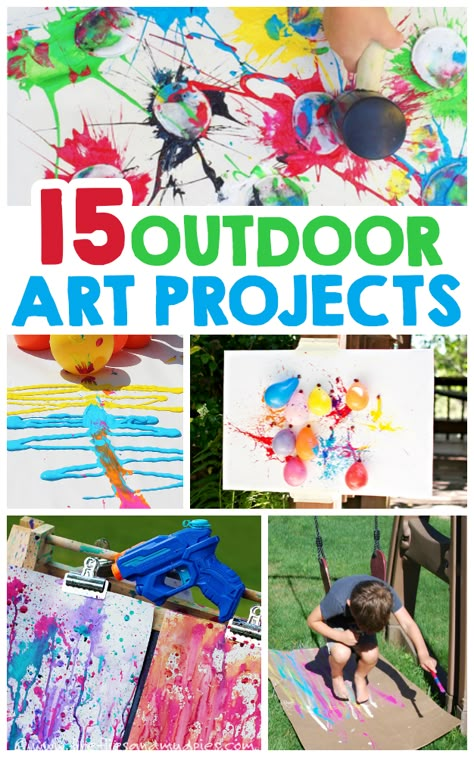 Outdoor Art Projects For Kids" these are perfect for summer fun outside! Grayson Projects, Outdoor Art Projects For Kids, Outdoor Art Projects, Summer Art Projects, Messy Art, Art Projects For Kids, Art Activities For Kids, Art N Craft, Summer Activities For Kids