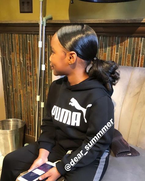 Kids Sleek Ponytail, African American Girl Hairstyles, Barbie Ponytail, Slick Ponytail, Hairstyles Girl, Curled Ponytail, Slicked Back Ponytail, Kid Hair, Weave Ponytail Hairstyles