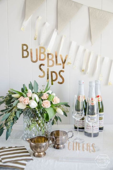 Dollar Store Party Decor, Champagne Birthday Party, Summer Kids Party, Unique Birthday Party Ideas, Unique Birthday Party, Unique Party Ideas, 75th Birthday Parties, Champagne Birthday, Twin Birthday Parties