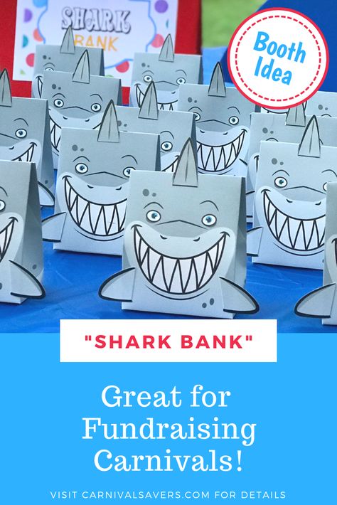 New Carnival Game Idea - "Shark Bank" great for school carnivals! Fundraising Carnival, Prize Board, Carnival Popcorn, School Carnival Games, Popcorn Theme, Carnival Booths, Prize Ideas, Shark Games, Booth Setup