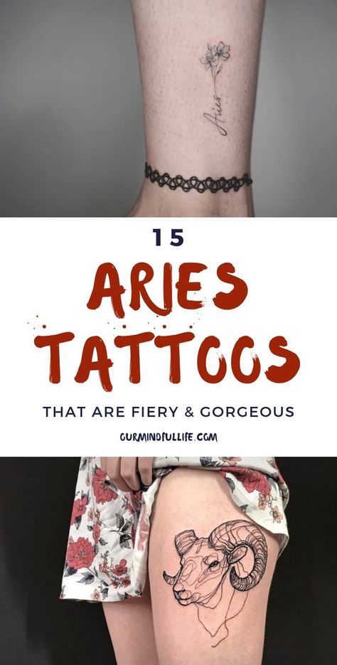 15 Aries Tattoos That Are As Fiery As You Are - Our Mindful Life //zodiac signs/ Aries sign/Aries woman/Aries art/ zodiac tattoo/horoscope tattoo/constellation tattoo/minimalist tattoo ideas/ astrology/Aries symbol/Aries girl/Aries female// tattoo for woman/meaningful tattoo/unique tattoo/small tattoo/tiny tattoo/tattoo design/cute tattoo/unique tattoo/ star tattoo/universe tattoo/ Aries Tattoo Ideas Unique Women, Womens Aries Tattoo, Aries Cute Tattoo, Aries Flower Tattoo, Zodiac Tattoos Aries Woman, Tattoo Ideas Aries Zodiac Signs, Small Aries Tattoos For Women, Elegant Aries Tattoo, Aries Tattoo Minimalist