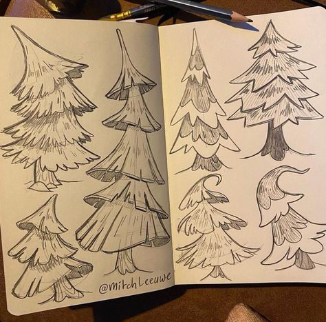 Mitch Leeuwe on X: "Almost Christmas! Enough fun stuff to draw! A jolly thread 1/6 🧵 https://t.co/AikDfA5CPA" / X Fun Stuff To Draw, Notebook Drawings, Mitch Leeuwe, Draw Trees, Composition Tips, رسم كاريكاتير, Christmas Drawings, Maya Art, Bd Art