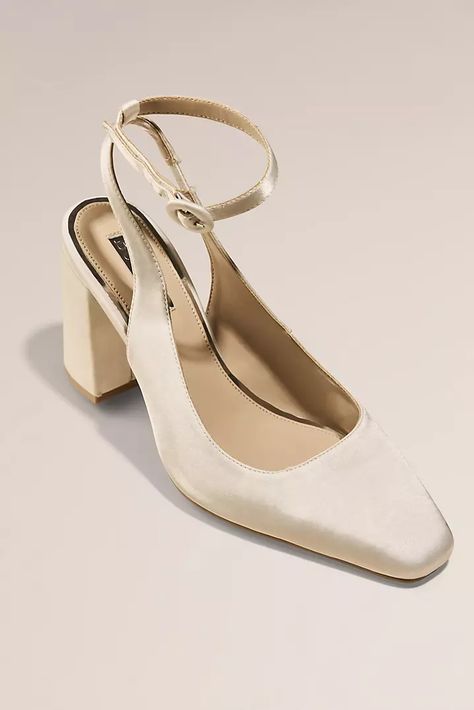 Satin Slingback High Block Heels | David's Bridal High Block Heels, Book An Appointment, Be Mine, Davids Bridal, View Image, Got Married, Block Heels, Dream Wedding, Buy Online