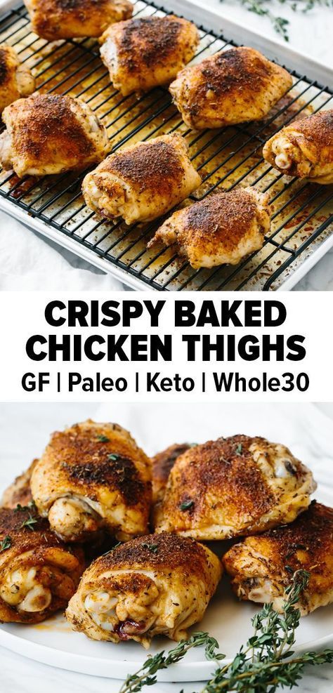 Crispy Baked Chicken Thighs, Crispy Baked Chicken, Baked Chicken Thighs, Curry Chicken Recipes, Best Chicken Recipes, Food For A Crowd, Iron Skillet, Chicken Thigh Recipes, Whole 30 Recipes