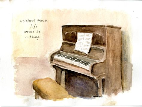 my art - piano in watercolor Piano Art Draw, Advice Box, Art Piano, Draw Watercolor, Piano Art, Music Motivation, Music Painting, Visual Journal, Dope Art