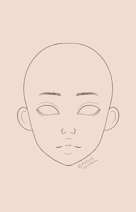 Face Base For Makeup Drawing, Face Drawing Makeup Base, Makeup Ideas Drawing Base, Drawing Face Template, Makeup Design Template, Drawling Templets Face, Make Up Template Face, Makeup Look Template, Drawing Face Base