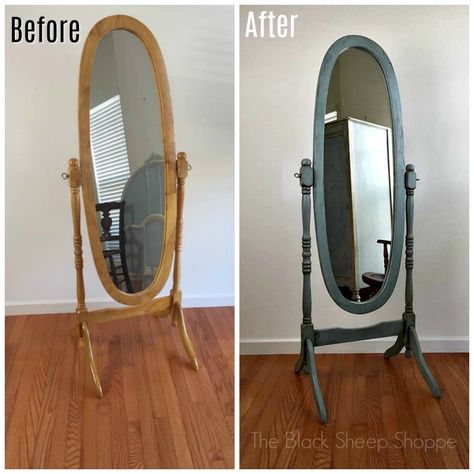 Cheval Mirror Painted for an Antiqued Look Bee Mirror, Mirror Makeover, Mirror Paint, Cheval Mirror, Contemporary Wall Mirrors, Shabby Chic Dresser, Home Decor Ideas Living Room, Ideas Living Room, Living Room Mirrors