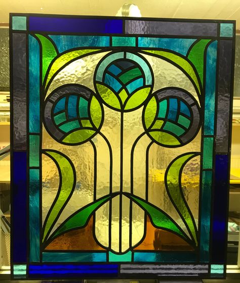 Art Nouveau, Stained Glass Panel - Etsy Leaded Glass Patterns, Lead Stained Glass Patterns, Stained Glass Thistle, Art Nouveau Stained Glass Patterns, Victorian Stained Glass Panels, Hall Window, Diy Midcentury, Modern Stained Glass Panels, Victorian Flat