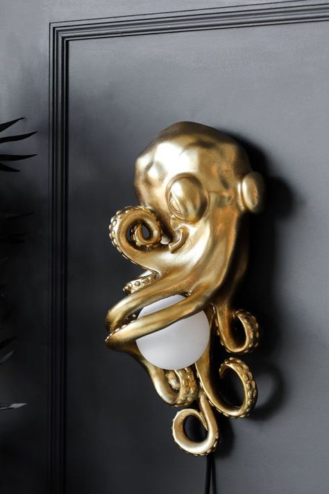 Quirky Wall Lights, Octopus Bathroom, Quirky Table Lamp, Quirky Bathroom, Quirky Home, Rockett St George, Brass Wall Lamp, Bulkhead Lights, Statement Wall