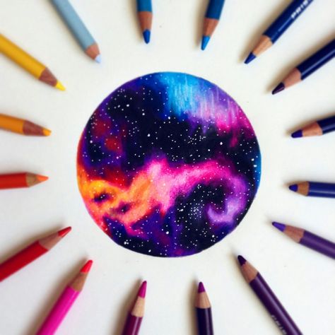 Tahemus enjoys drawing galaxies :) instagram | youtube Galaxy Drawing, Galaxy Drawings, Colored Pencil Art Projects, Blending Colored Pencils, Hobbit Art, Mediums Of Art, Space Drawings, Art Drawings Sketches Creative, Color Pencil Art