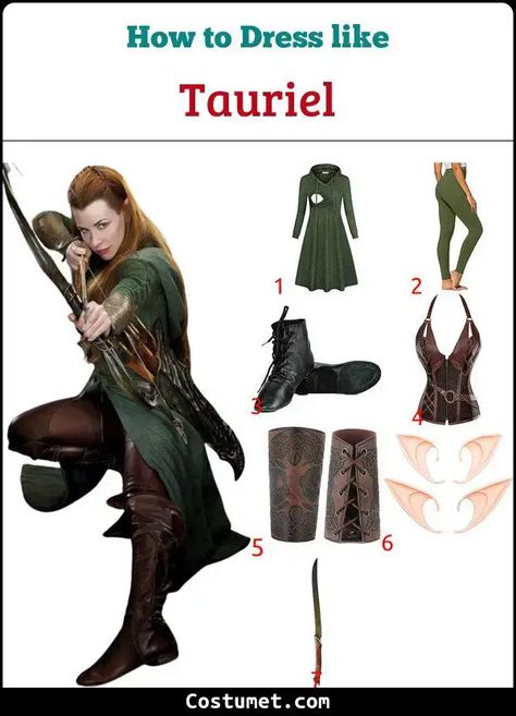 Tauriel (The Hobbit) Costume for Cosplay & Halloween 2023 Hobbit Elf Costume, Elf Costume Women Diy, Elf Costume Lord Of The Rings, Hobbit Costume Ideas, The Hobbit Costumes, Female Hobbit Costume, Lord Of The Rings Costumes Diy Elves, Lord Of The Rings Elves Costume Female Elf, Lotr Elf Costume