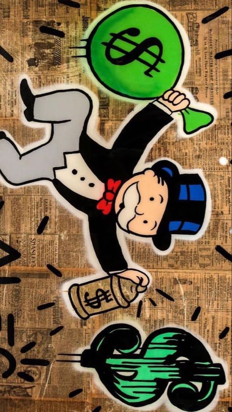 Money Design Art, Disney Pop Art, Pencil Inspiration, Embroider Ideas, Alec Monopoly, Money Design, Painting Canvases, Art & Craft Paint, Dope Cartoon Art