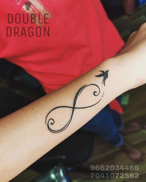 Infinity Symbol with Birds 2 Double Infinity Tattoo, Tattoo Ideas 2022, Infinity Tattoo Ideas, Double Infinity Tattoos, E.t Tattoo, Mother Son Tattoos, Infinity Symbol Tattoo, Survivor Tattoo, Son Tattoo