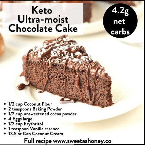 Coconut Flour Chocolate Cake, Paleo Chocolate Cake, Keto Flour, Coconut Flour Recipes, Keto Chocolate Cake, Postre Keto, Keto Cake, Recetas Keto, Low Carb Sweets