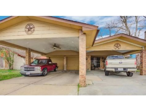 12 Clever Carport Ideas That Go Above and Beyond Extra Parking Space - Bob Vila Attached Carport Ideas, Carport Addition, Building A Carport, Carport Ideas, Sheet Metal Roofing, Double Carport, New Garage, Creative Flooring, Mid Century Ranch