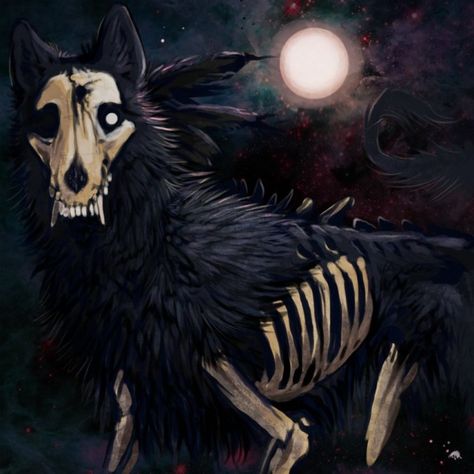 halloween-art-bone-wolf Scary Wolf, Halloween Pin Up, Demon Wolf, Demon Dog, Wolf Skull, Dog Skeleton, Creepy Drawings, Wolf Artwork, Dark Creatures