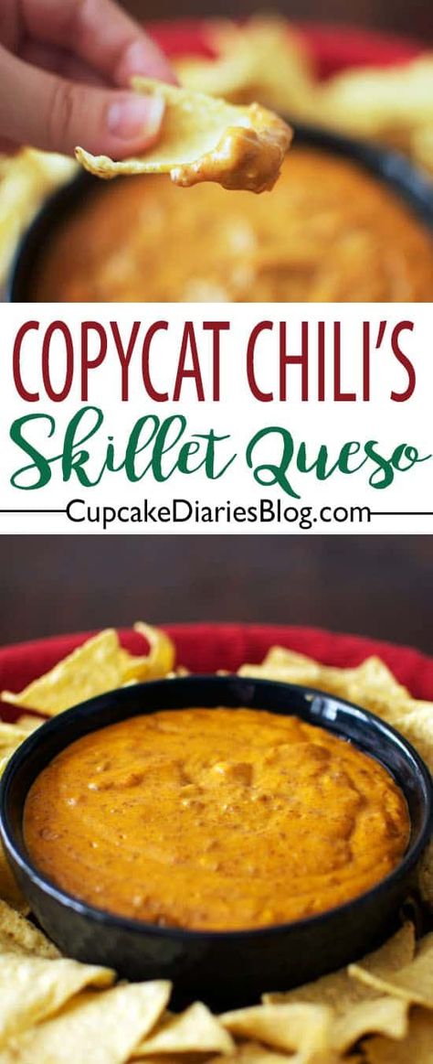 Chili Queso Dip, Copycat Chili, Chili Cheese Dip, Queso Dip Recipe, New Year's Eve Appetizers, Queso Dip Recipes, Queso Recipe, Popular Appetizers, Soup Appetizers