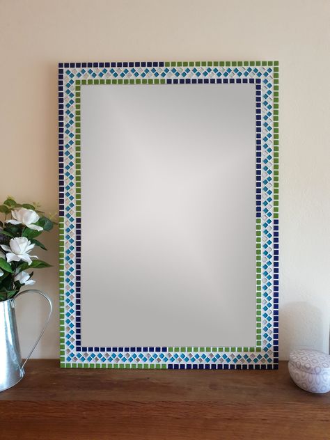 Large Mosaic Mirror in Green & Blue
#mosaic #mosaicmirror #bathroommirror #wallmirror #bathroomaccessories Mosaic Mirror Frame, Green Mosaic, Mosaic Mirror, Blue Mosaic, Mirror Mosaic, Handmade Mosaic, Mosaic Wall Art, Mirror Frame, Mirror Wall Art