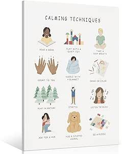 uoyien Calming Corner Classroom Mental health Poster Feelings Calming Techniques Canvas Wall Art Boho Emotions Chart for Kids Prints Special Education Wall Decor for School 12x16in Wood Framed Emotions Chart For Kids, Calming Corner Classroom, Quiet Toddler Activities, Anger Management For Kids, Emotions Chart, Calming Corner, Emotion Chart, Calm Kids, Social Emotional Activities