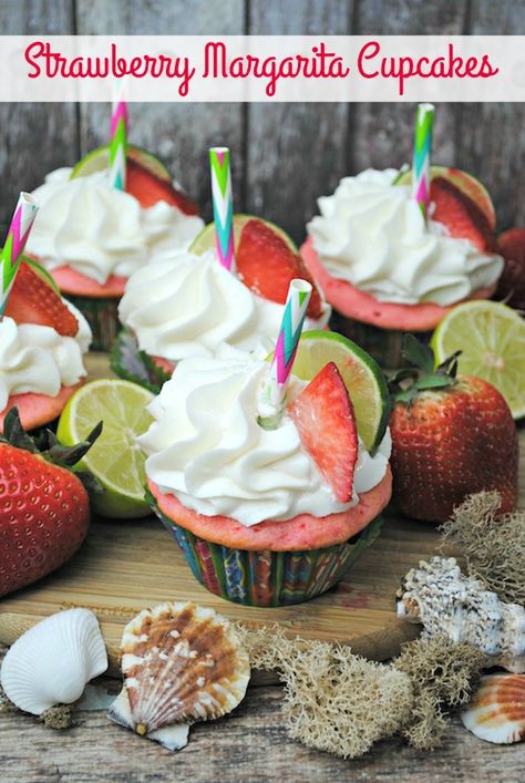 Strawberry Margarita Cupcakes Recipe From Val's Kitchen Strawberry Margarita Cupcakes, Alcoholic Cupcakes, Cocktail Cupcakes, Infused Cupcakes, Margarita Cupcakes, Boozy Cupcakes, Savory Cakes, Alcoholic Desserts, Boozy Desserts