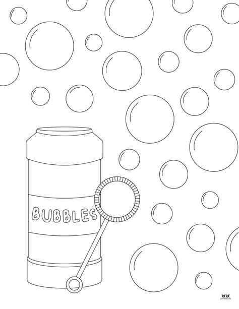 Bubbles Day Activities, End Of School Year Coloring Pages Free, Bubbles Coloring Pages, Bubble Coloring Pages, Summer Coloring Pages Free Printable Preschool, Summer Daycare, Bubble Crafts, Summer Coloring Sheets, Daycare Curriculum