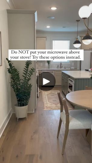 17K views · 20 reactions | Hey everyone! Today, we wanted to share some important tips about kitchen design, specifically about the placement of your microwave. While it might seem convenient to place your microwave above the stove, there are a few reasons why this might not be the best idea. 🧐 Let’s dive into the details: 👇 1️⃣ Ventilation Issues: Microwaves above stoves usually come with built-in exhaust fans, but these are often less effective than dedicated range hoods. Proper ventilation is crucial to remove cooking odors, smoke, and grease, ensuring your kitchen stays fresh and clean! 🌬️ 2️⃣ Cleaning Challenges: Cooking on the stove can lead to grease and food splatters on the microwave above, making it harder to clean and maintain. The buildup can affect the microwave’s appearanc Kitchen Exhaust Ideas, Microwave Kitchen Placement, Above The Stove Decor, Over The Stove Ideas, Microwave Above Stove, Microwave Placement, Cleaning Challenge, Exhaust Fans, Range Hoods