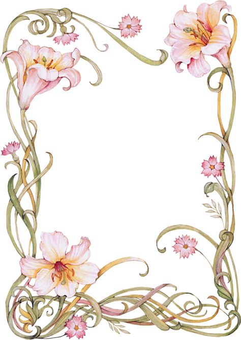 Stary Papier, Floral Rosa, Borders And Frames, Borders For Paper, 背景 シンプル, China Painting, Flower Border, Illuminated Manuscript, Paper Frames