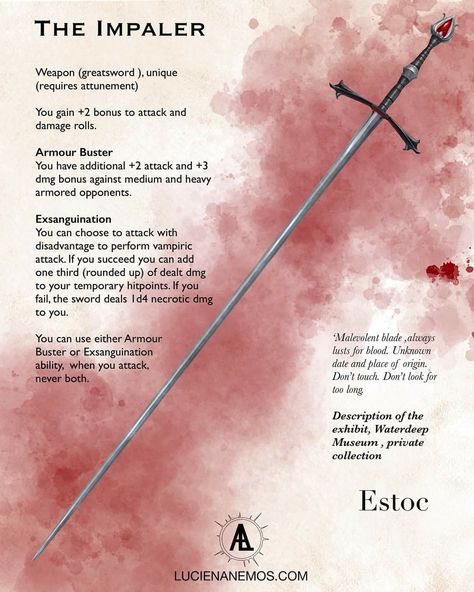 Dnd 5e Magic Shortsword, Dnd Scimitar Design, Dnd 5e Homebrew Longsword, Dnd 5e Magic Greatsword, Dnd Magic Rapier, Dnd Weaponsmith, Dnd Greatsword, Mace Dnd, Dnd 5e Homebrew Items