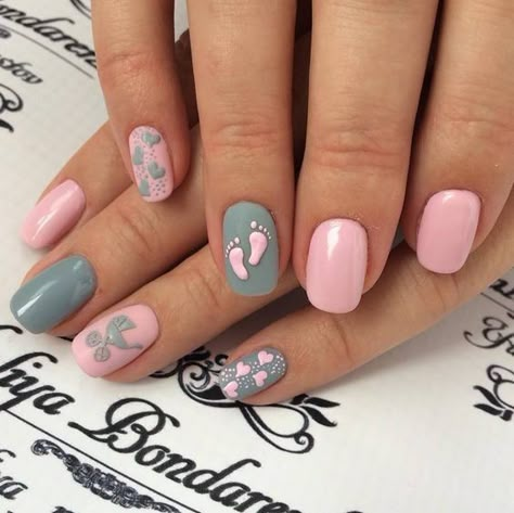 Baby Nail Art, Shower Nails, Baby Shower Nails, Fun Summer Nails, Unghie Nail Art, Nagellack Trends, Baby Nails, Diy Nail Designs