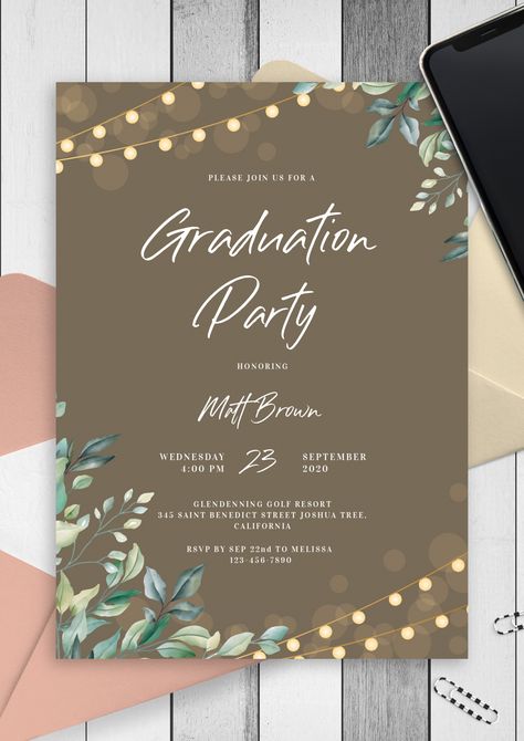 Graduation Invitation Ideas, Farewell Invitation Card, Simple Invitations, Graduation Invitation Design, Budgeting Template, Month Template, Chic Background, Farewell Party Invitations, Graduation Invitation Cards