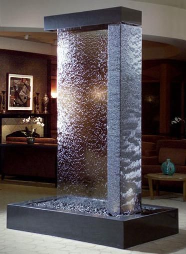 Water Studio - Water Feature Gallery - 20 years of Design & Innovation  http://source-book.com/ Indoor Waterfall Wall, Water Fountain For Home, Indoor Wall Fountains, Water Wall Fountain, Kolam Air, Indoor Water Features, Water Feature Wall, Tabletop Water Fountain, Indoor Water Fountains