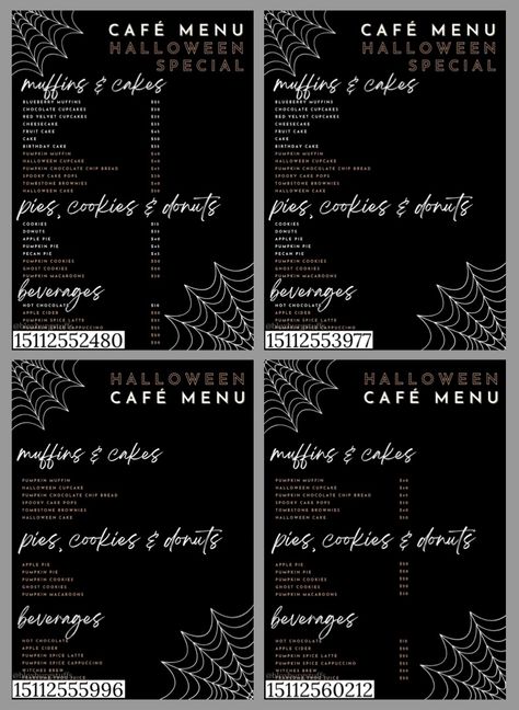 Bloxburg Bakery, Bloxburg Ids, Bloxburg Cafe, Codes Wallpaper, Haunted Maze, Halloween Maze, Bloxburg Decals Codes Aesthetic, Roblox Decals, Decals Codes