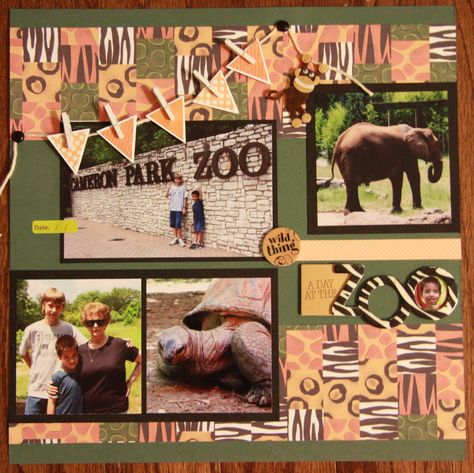 At the Zoo, page 1 - Scrapbook.com Safari Scrapbook Layouts, Garden Scrapbook, Melbourne Zoo, Zoo Lights, Busch Gardens, Beautiful Notes, Safari Park, Disney Scrapbook, Creative Memories