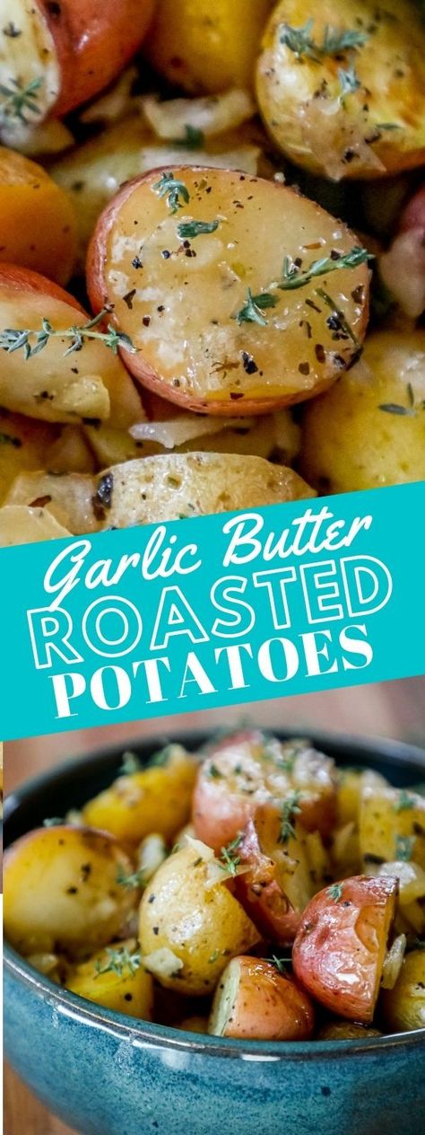 Garlic Butter Roasted Potatoes, Butter Roasted Potatoes, Best Roasted Potatoes, Garlic Potatoes Recipe, Crispy Roasted Potatoes, Easy Baked Pork Chops, Sauteed Potatoes, Chicken Wing Recipes Baked, Garlic Roasted Potatoes