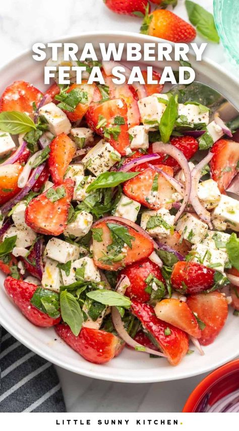 Feta Cheese Recipes Salad, Lemon Honey Dressing, Endive Appetizers, Strawberry Feta Salad, Strawberry Feta, Cheese Salad Dressing, Little Sunny Kitchen, Honey Dressing, Apple Salad Recipes