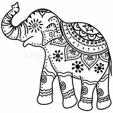 Indian Elephant Drawing, Mandalas For Kids, Mandala Elephant, Elephant Drawing, Watercolor Elephant, Embroidery Tshirt, Indian Elephant, Pola Sulam, Embroidery Patterns Vintage