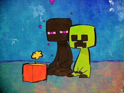 Enderman Creeper Minecraft Creeper X Enderman, Minecraft Matching Pfp, Minecraft Creeper Art, Creeper And Enderman, Minecraft Comics, Creeper Minecraft, Minecraft Drawings, Minecraft Anime, Minecraft Mobs