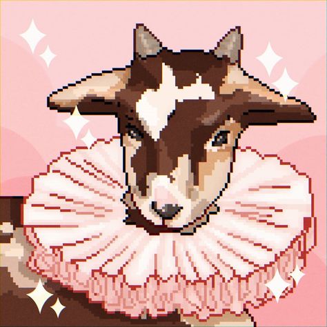 🍑DD🍑 on Instagram: “⚠️💗Please credit if used as profile pic!💗⚠️ . GOAT! I absolutely love goats, they're so adorable! I hope you guys like this pixel art! I'm…” Goat Pixel Art, Goat Oc Art, Goat Fursona Art, Goat Pfp, Goat Fursona, Goat Oc, Cute Goats, Pixel Art Grid, Baby Goats