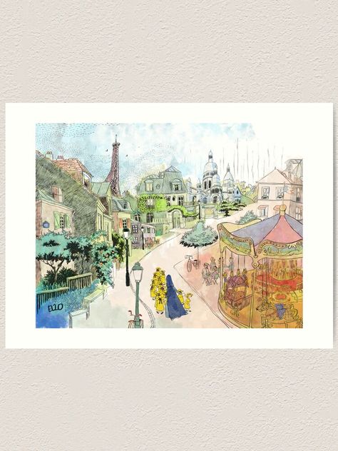 "Madeline Paris Street Watercolor" Art Print by elopez7228 | Redbubble Artist Nursery, Madeline Inspired Nursery, Madeline Nursery Theme, Madeleine Themed Nursery, Madeline Poster, Madeline Themed Nursery, Madeline Nursery, Madeline Themed Bedroom, French Cowgirl