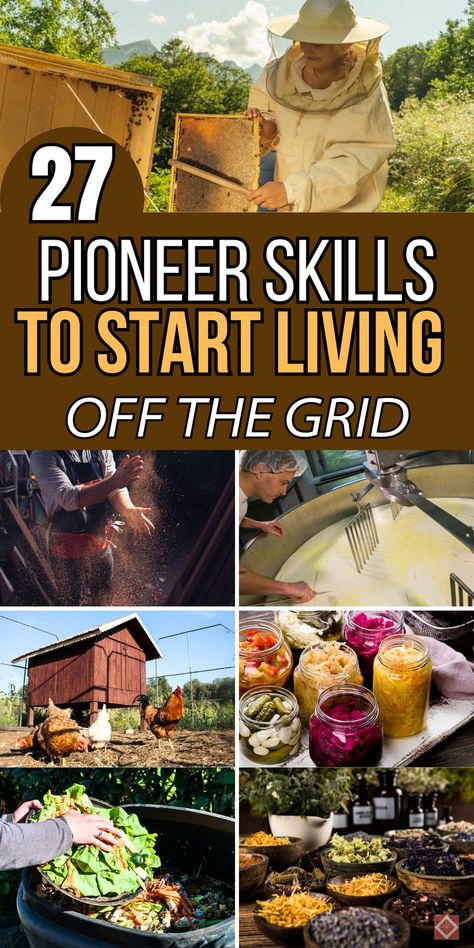 Planning to live off the grid? These 27 pioneer skills will help you develop the self-sufficiency needed for off-grid living. Covering everything from DIY survival projects to mastering food preservation, each skill prepares you for a resilient lifestyle. Save this pin to explore practical skills that bring you closer to sustainable living and off-grid success. Homesteading Skills Frugal Living, Off Grid Living Aesthetic, Off Grid Community, Pioneer Skills, Off Grid Kitchen, Offgrid Lifestyle, Self Sufficient Living, Live Deliberately, Survival Projects