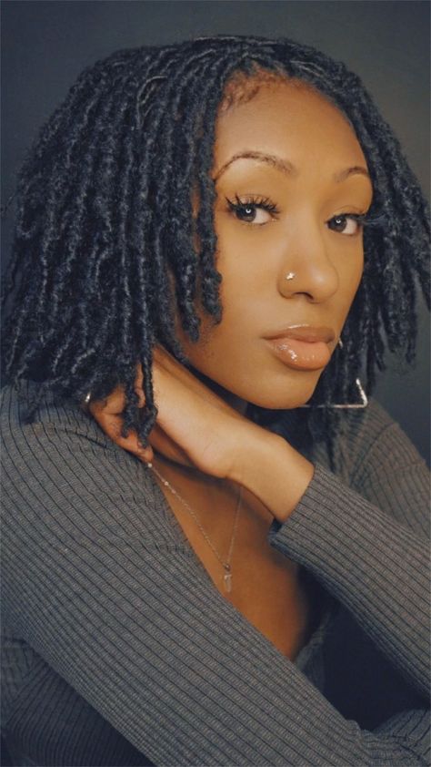 Smedium Locs Black Women, Small Traditional Locs Women, Medium Length Locs Styles Black Women, Small Medium Locs Black Women, Jet Black Locs On Black Women, Loc Sizes Black Women, Xs Locs, Permanent Loc Extensions Black Women, Small Medium Locs